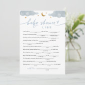 Twinkle Little Star Boy Baby Dusche Libs Spielkart Einladung (Stehend Vorderseite)