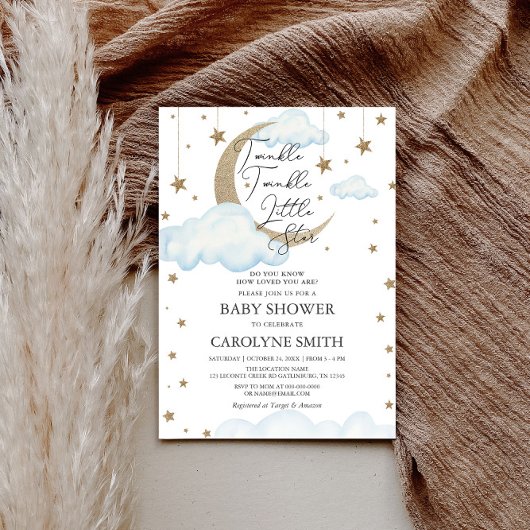 Twinkle Little Star Boy Baby Shower Einladung