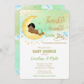 Twinkle Little Star Brown Tan Baby Dusche Neutral  Einladung (Vorne/Hinten)
