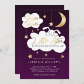 Twinkle Little Star Bunny Lila Baby Dusche Einladung (Vorne/Hinten)