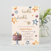 Twinkle Little Star Cake Stars Kinderdusche Einladung (Stehend Vorderseite)