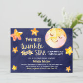 Twinkle Little Star Celestial Baby Shower Einladung (Stehend Vorderseite)