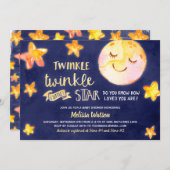 Twinkle Little Star Celestial Baby Shower Einladung (Vorne/Hinten)