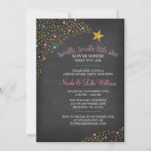 Twinkle Little Star Chalkboard Gender Reveal Party Einladung (Vorderseite)