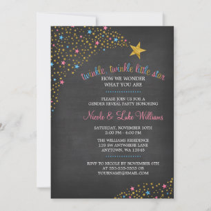 Twinkle Little Star Chalkboard Gender Reveal Party Einladung