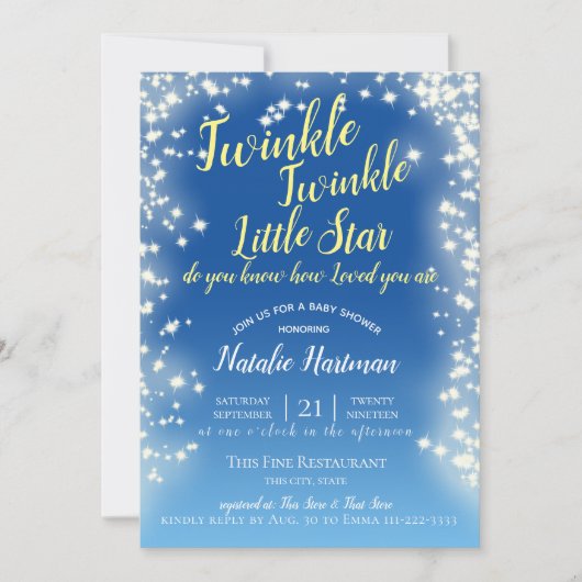 Twinkle Little Star Chalkboard Sparkle Einladung (Vorderseite)