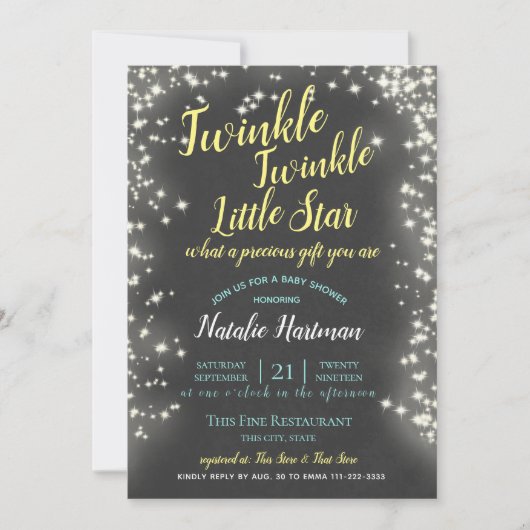 Twinkle Little Star Chalkboard Sparkle Einladung (Vorderseite)