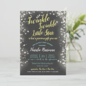 Twinkle Little Star Chalkboard Sparkle Einladung (Stehend Vorderseite)
