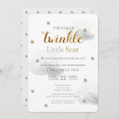 Twinkle Little Star & Cloud Baby Dusche Einladung (Vorne/Hinten)