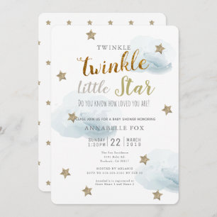 Twinkle Little Star & Cloud Baby Dusche Einladung