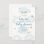 Twinkle Little Star & Cloud Baby Dusche Einladung (Vorne/Hinten)