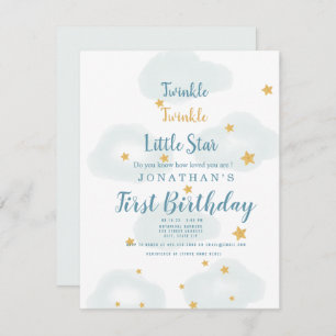 Twinkle Little Star & Cloud Baby Dusche Einladung