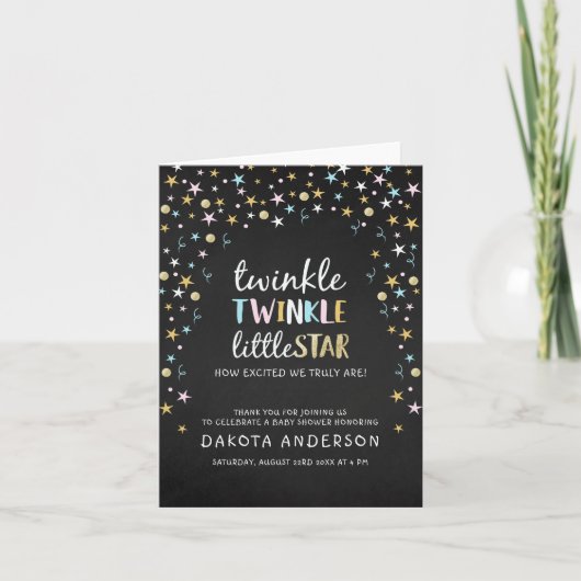 Twinkle Little Star Confetti Chalkboard Vielen Dan Dankeskarte (Vorderseite)