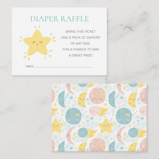 Twinkle Little Star Diaper Raffle Baby Dusche Begleitkarte (Vorne/Hinten)