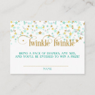 Twinkle Little Star Diaper Raffle Mint Green Gold Begleitkarte
