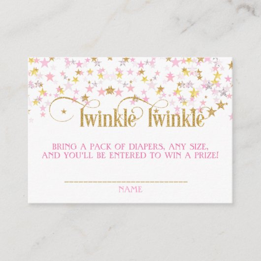 Twinkle Little Star Diaper Raffle Pink Gold Creme Begleitkarte (Vorderseite)