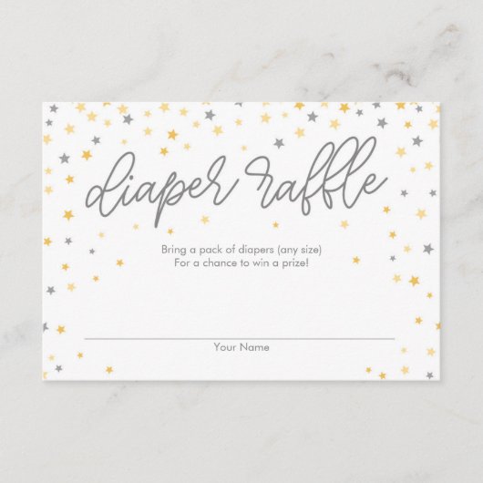 Twinkle Little Star Diaper Raffle Ticket Gray Begleitkarte (Vorderseite)