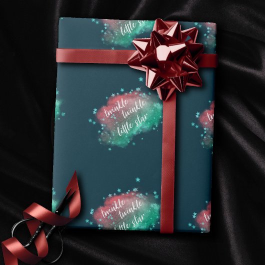 Twinkle Little Star | Dunkle Aquamarine Korallenmi Geschenkpapier