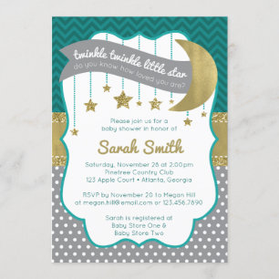 Twinkle Little Star Dusche Einladung, Imitats Glit Einladung