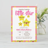 Twinkle Little Star Dusche Rosa Gelb Moderne Niedl Einladung (Stehend Vorderseite)