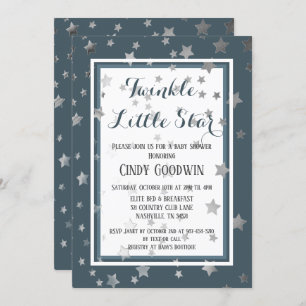 Twinkle Little Star Dusty Blue Boy Baby Dusche Einladung