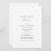 Twinkle Little Star Dusty Blue Elegant Babydusche Einladung (Vorne/Hinten)