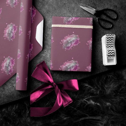Twinkle Little Star | Dusty Mauve Pink Silver Gray Geschenkpapier