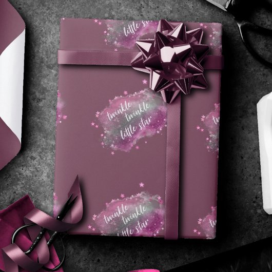 Twinkle Little Star | Dusty Mauve Pink Silver Gray Geschenkpapier