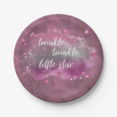 Twinkle Little Star | Dusty Mauve Pink Silver Gray Pappteller (Vorderseite)