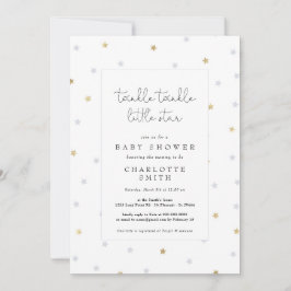 Twinkle Little Star Elegant Baby Shower Gray Gold Einladung