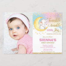 Twinkle Little Star Elephant 1. Geburtstagsfest Fo