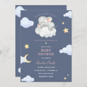 Twinkle Little Star Elephant Baby Dusche Einladung (Vorne/Hinten)
