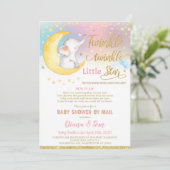 Twinkle Little Star Elephant Baby Dusche von Mail Einladung (Stehend Vorderseite)