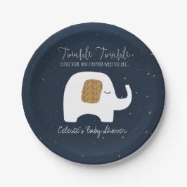 Twinkle Little Star Elephant Baby Shower Plate Pappteller