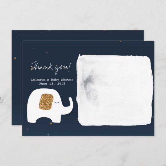 Twinkle Little Star Elephant Babydusche Danke Einladung (Vorne/Hinten)