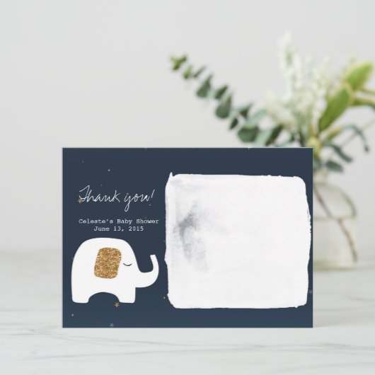 Twinkle Little Star Elephant Babydusche Danke Einladung (Stehend Vorderseite)