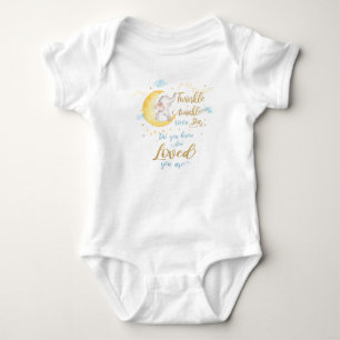 Twinkle Little Star Elephant Crescent Moon Blue Baby Strampler