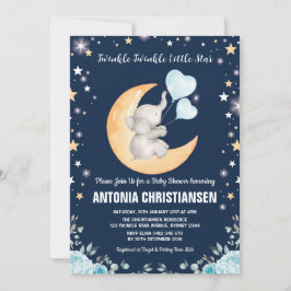 Twinkle Little Star Elephant Moon Baby Boy Dusche Einladung