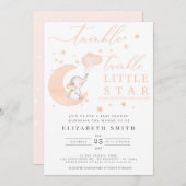 Twinkle Little Star Elephant Peach Baby Dusche Einladung (Vorne/Hinten)