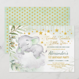Twinkle Little Star Elephant Wild 1 1. Geburtstag Einladung