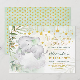 Twinkle Little Star Elephant Wild 1 1. Geburtstag Einladung