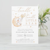 Twinkle Little Star Elephant Yellow Baby Dusche Einladung (Stehend Vorderseite)