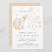 Twinkle Little Star Elephant Yellow Baby Dusche Einladung (Vorne/Hinten)