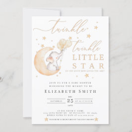Twinkle Little Star Elephant Yellow Baby Dusche Einladung