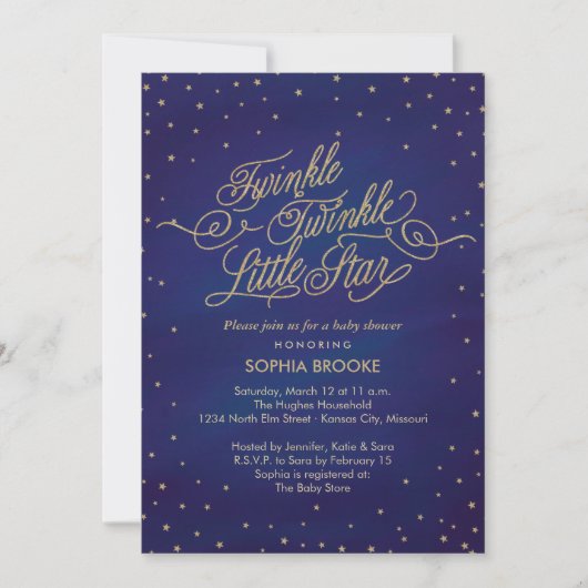 Twinkle Little Star Enchanted Baby Shower Einladung (Vorderseite)