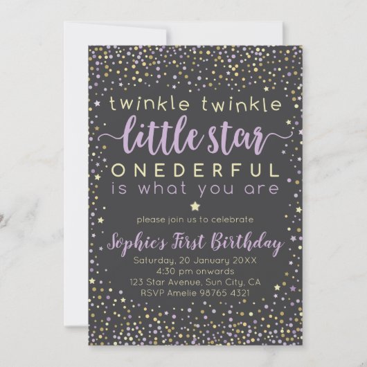 Twinkle Little Star| Ersteinladung zum Geburtstag Einladung (Vorderseite)