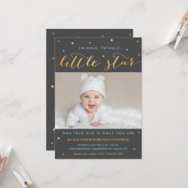 Twinkle Little Star Erster Geburtstag Einladungsju Einladung
