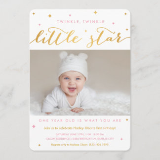Twinkle Little Star Erstgeburtstag Einladung Mädch