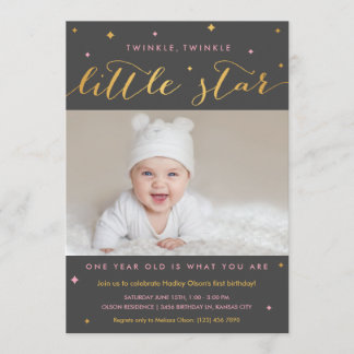 Twinkle Little Star Erstgeburtstag Einladung Mädch