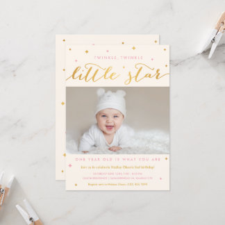 Twinkle Little Star Erstgeburtstag Einladung Mädch